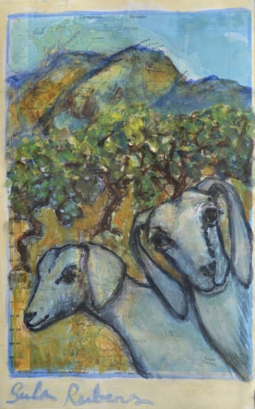 Two Goats in a Mountain Landscape