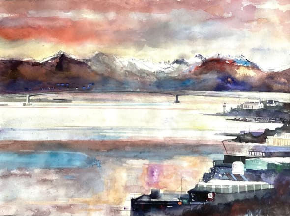 Last of the sun at crossing to Isle of Skye