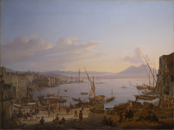 <span class="artist"><strong>Frans Vervloet</strong></span>, <span class="title"><em>View of Naples with the Lighthouse, Vesuvius beyond</em>, 1830</span>