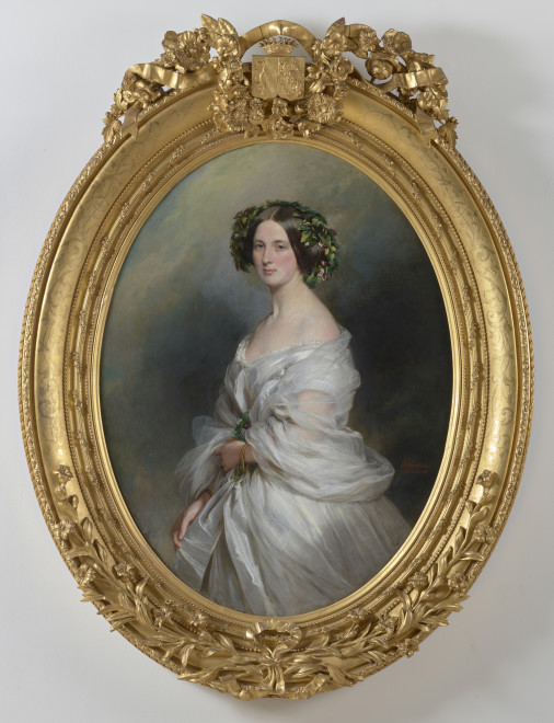 <span class="artist"><strong>Franz Xaver Winterhalter</strong></span>, <span class="title"><em>A Portrait of A Lady (thought to be Therese Freifrau Von Bethmann, nee Freiin Vrints V Treuenfeld)</em>, 1850</span>