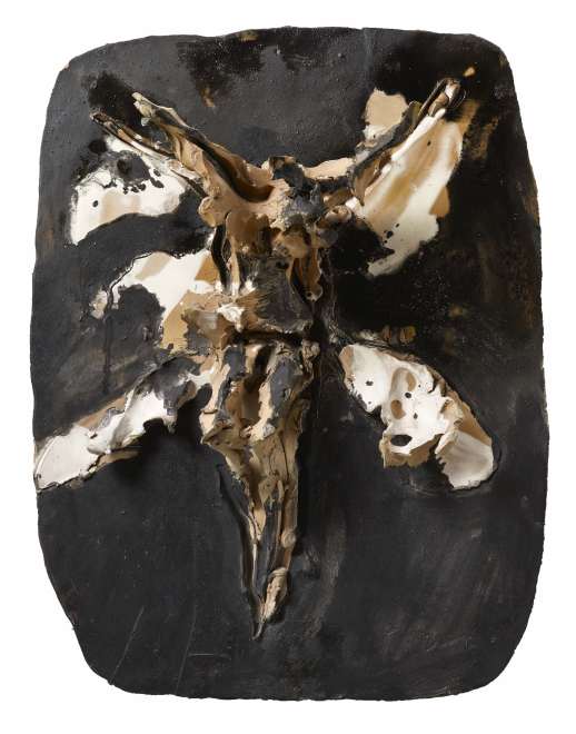 <span class="artist"><strong>Lucio Fontana</strong></span>, <span class="title"><em>Crocifisso</em>, 1950-55</span>