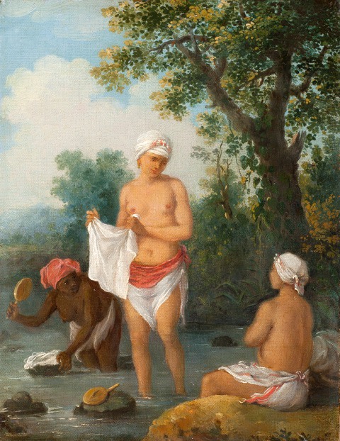<span class="artist"><strong>Agostino Brunias</strong></span>, <span class="title"><em>Women of Dominica Washing Clothes in a Stream</em></span>