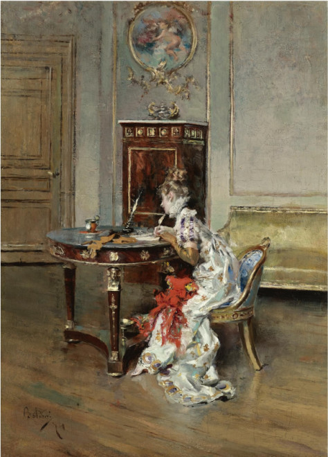 <span class="artist"><strong>Giovanni Boldini</strong></span>, <span class="title"><em>La Lettera (The Letter)</em>, 1874</span>