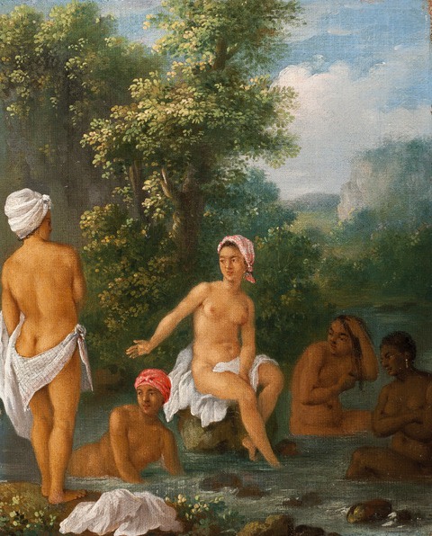 <span class="artist"><strong>Agostino Brunias</strong></span>, <span class="title"><em>Women of Dominica Bathing in a Stream</em></span>
