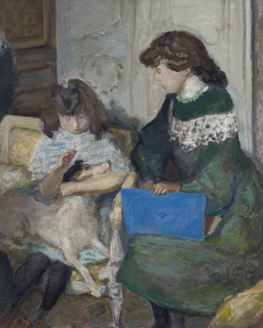 <span class="artist"><strong>Pierre Bonnard</strong></span>, <span class="title"><em>Jeunes filles au chien (Deux des filles d’Alexandre Natanson)</em>, 1910</span>