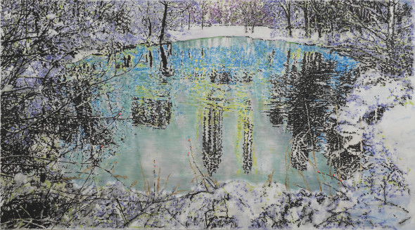 <span class="artist"><strong>Ena Swansea</strong></span>, <span class="title"><em>Central Park Pond</em>, 2019</span>