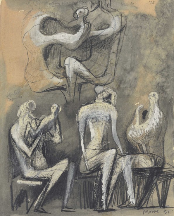 Henry Moore, Seated Figures (recto and verso), 1950-51