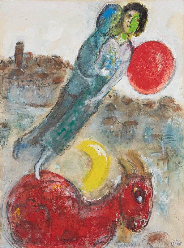 Marc Chagall, Vence ou Les amoureux à l'âne, 1955