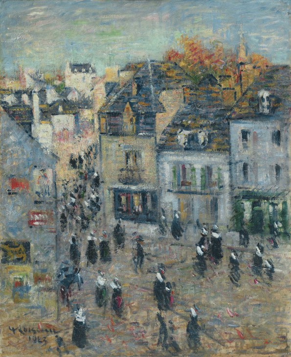 <span class="artist"><strong>Gustave Loiseau</strong></span>, <span class="title"><em>Pont Aven, Sortie de la messe à sept heures</em>, 1923</span>