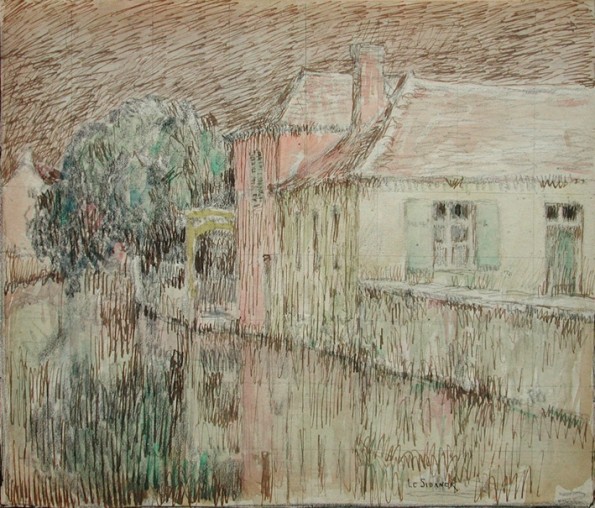 Henri Le Sidaner, Maison sur le canal, Nemours, 1903