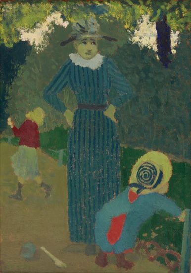 <span class="artist"><strong>Edouard Vuillard</strong></span>, <span class="title"><em>Au jardin public, le chapeau de paille (recto). Portrait d’Henri Roussel (verso)</em>, 1891</span>