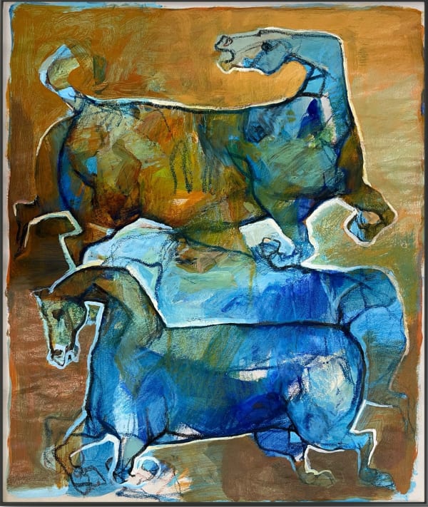 Falah Al-Saeedi Horses series, 2025 Acrylic and pastel on paper 35 x 43 cm