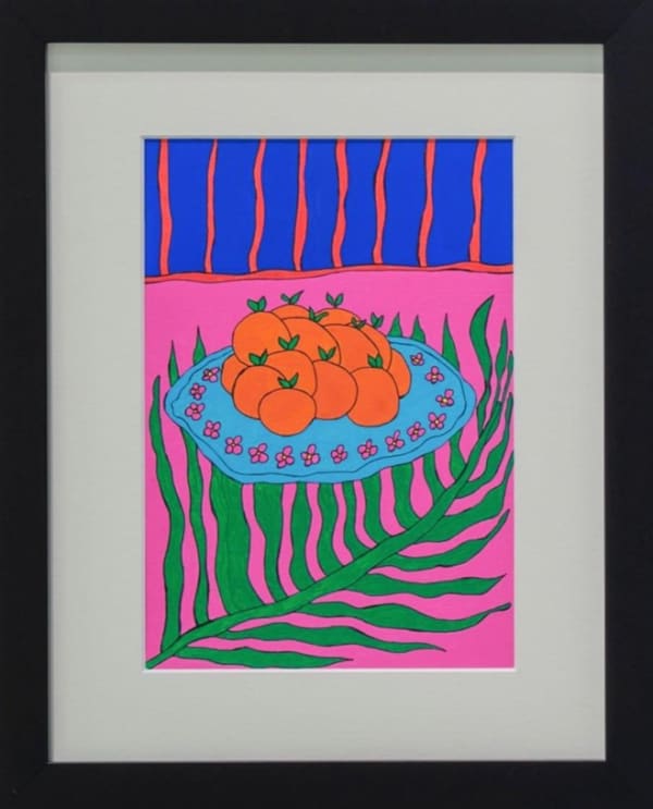 Anfal Al-Kandari She loves Mandarin, 2023 Acrylic on paper 17.8 x 25.4 cm