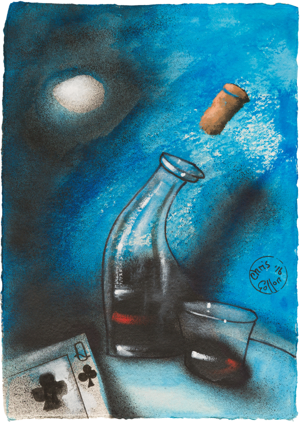 Chris Gollon, Study (VI) on Khadi paper for Gimme Some Wine