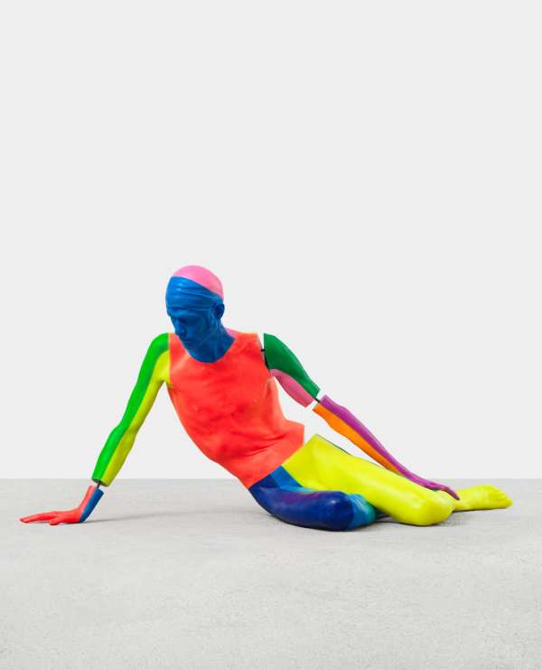 Ugo Rondinone, 'nude (xxxxxxxxxxxxxx) (rainbow)', 2021 wax mixed with day-glow pigments 76 x 99 x 45 cm. Courtesy the artist. Photo: Stefan Altenburger