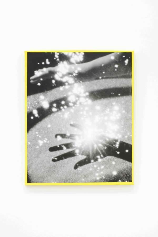 Anna Higgins, 'Light (Afterimage)', 2025, multiple exposure black and white film on etching paper, archival varnish, acrylic ink on canvas, 50 x 40 cm. Photography by Matt Spour. Courtesy of the artist and IONE & MANN.