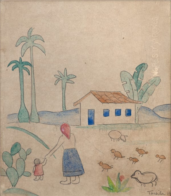 Tarsila do Amaral, Cena de colônia na fazenda (verso: Pé de café com colono carpindo), 1931