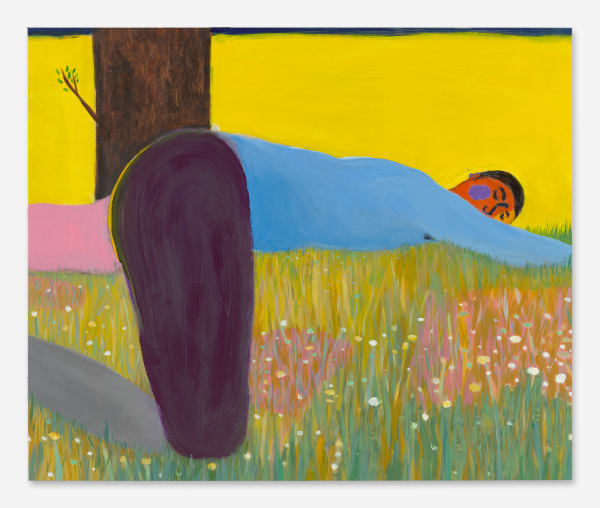 Shota Nakamura, a sleeping guy in meadow (yellow), 2021