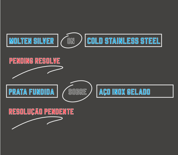 Lawrence Weiner, MOLTEN SILVER ON COLD STAINLESS STEEL PENDING RESOLVE , 2020