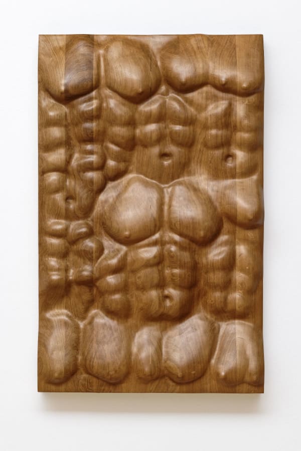 Daniel Dewar & Grégory Gicquel, Oak relief with body fragments, 2019