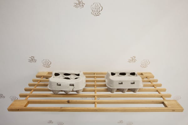Runo Lagomarsino, Two Eggs Cartons (More Delicate Than the Historian’s are the Map-makers Colours, 2012-2013