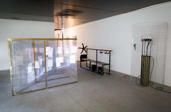 Neïl Beloufa, People’s passion, lifestyle beautiful wine, gigantic glass tower, all surrounded by water in Judgement scales, 2014