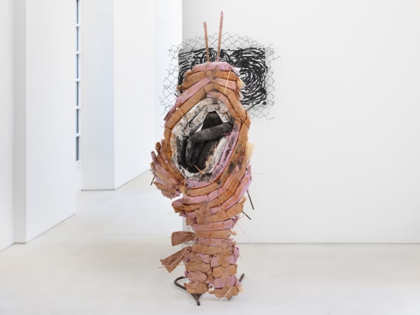 Lamp black on sack cloth (love for fucksake) Michael Dean
