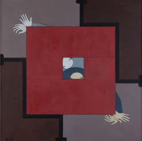 Huang Rui Courtyard Story No.8, 1983 Oil on Canvas Original Sizes Available: 85 × 85 cm 85 × 85 cm