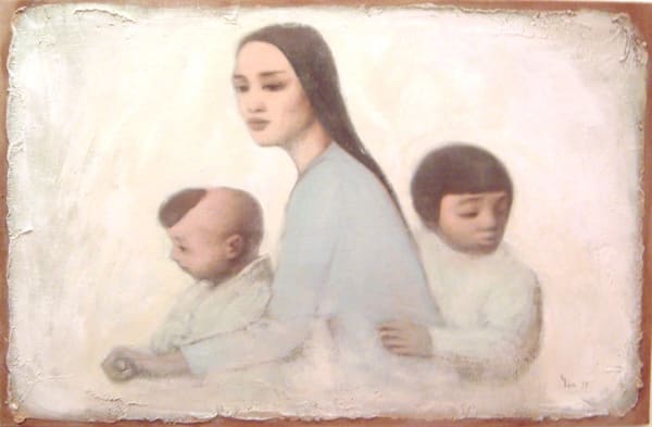 Yin Xin, Woman and Children on Bicycle, 1999