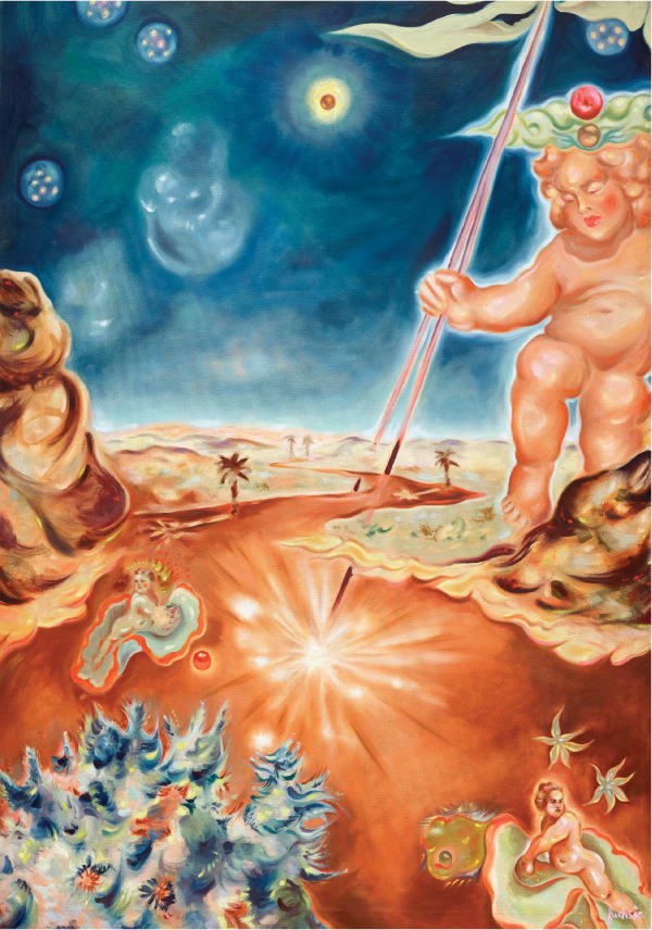 fuchsia Where will you be when the truth comes out? 真理將至,你在何處?, 2023 Oil and acrylic on canvas 145.5 x 103.5 cm