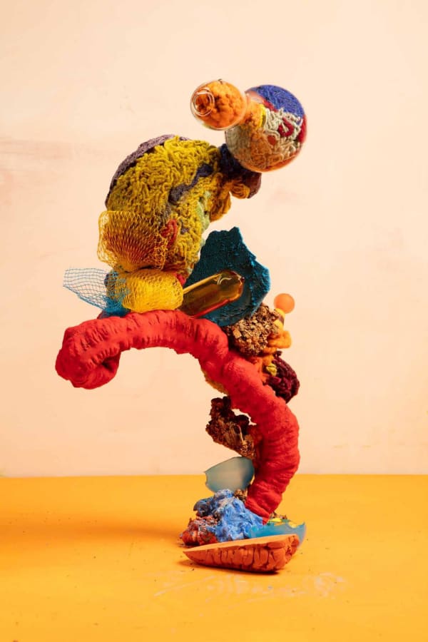 Lorenzo Vitturi, Bricole Recycled Resin, Cotisso, Murano Factory Debris, Fishing Net, Dyed Yarn and Natural Pigment in Murano, 2021