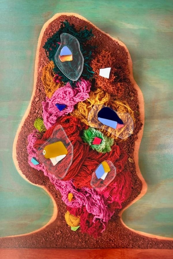 Lorenzo Vitturi, Selfportrait #5, Adobe, Yarns, Fused glass, Murano Beads in Arin, 2023