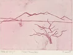 Ann Saint John Hawley, Taos Mountain & Bare Plum Tree (pink)
