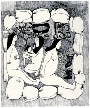 Napachie Pootoogook - Myth of the Tuniit, 2000