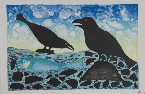 Kenojuak Ashevak, Ravens at Daybreak, 2000