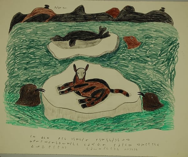 Pitseolak Ashoona, Seadog & Seal, c1970