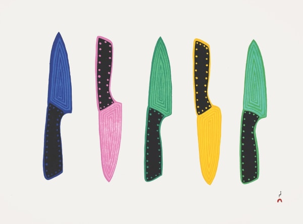 Susie Saila Ornamental Knives , 2023 Stonecut / gravure sur pierre 17 x 23 1/2 in 43.2 x 59.6 cm