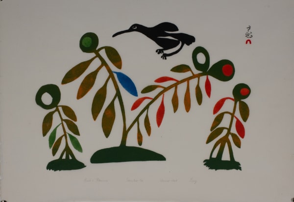 Lucy Qinnuayuak, Bird and Flowers, 1968
