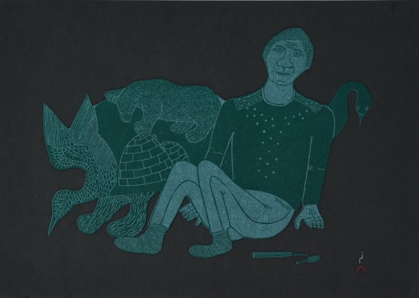 Cee Pootoogook - Resting Carver, 2024