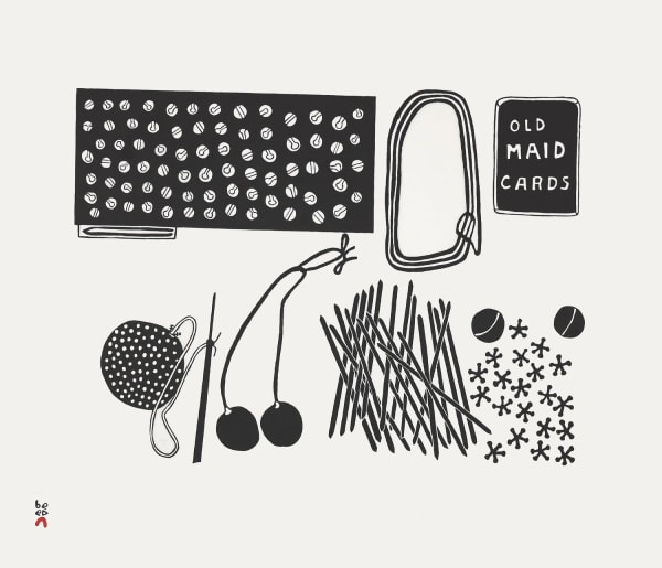 Josie Pootoogook Games We Play, 2023 Stonecut / gravure sur pierre 19 1/2 x 22 3/4 in 49.5 x 57.7 cm