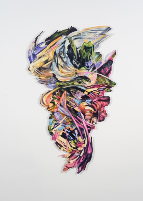 Ann Marie Auricchio Rapid Intensification, 2025 Acrylic and oil on canvas mounted to dibond panel 58 x 35 inches