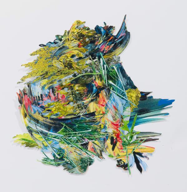 Ann Marie Auricchio On The Lip of a Storm #6, 2024 Collaged color printed paper mounted in acrylic floating frame 12.5 x 12.5 inches