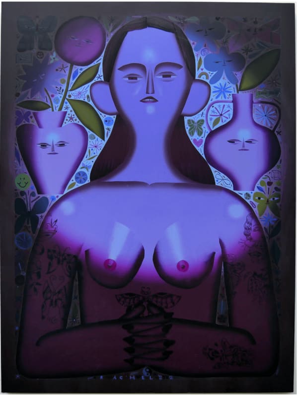Rachel Hayden, Blue Spotlight with Two Vases, 2022