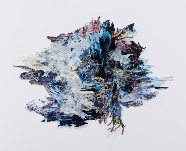 Ann Marie Auricchio On The Lip of a Storm #3, 2024 Collaged color printed paper mounted in acrylic floating frame 15 x 18 inches