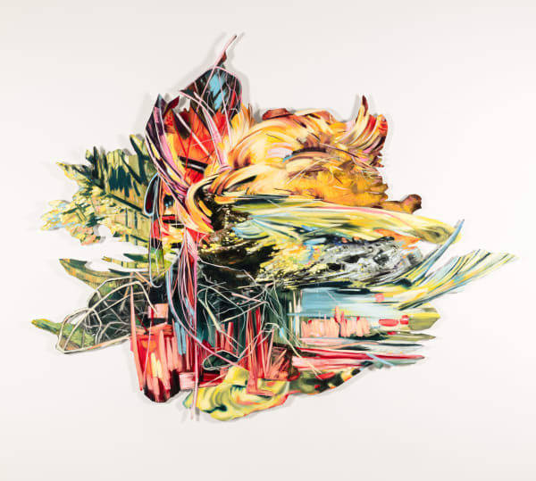 Ann Marie Auricchio A Wound That Wouldn't Close, 2024 Acrylic and oil on canvas mounted to dibond panel 60 x 75 inches