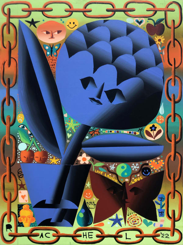 Rachel Hayden, Blue Doodle Rose in a Cup, 2022
