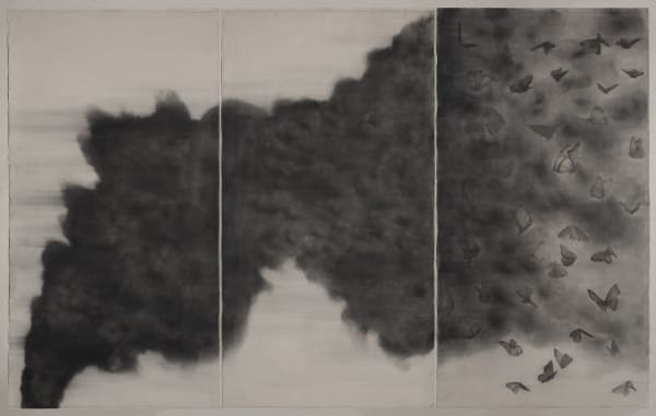 Amin Bagheri, Thick Smoke of an Unknown Fire Triptych, 2025