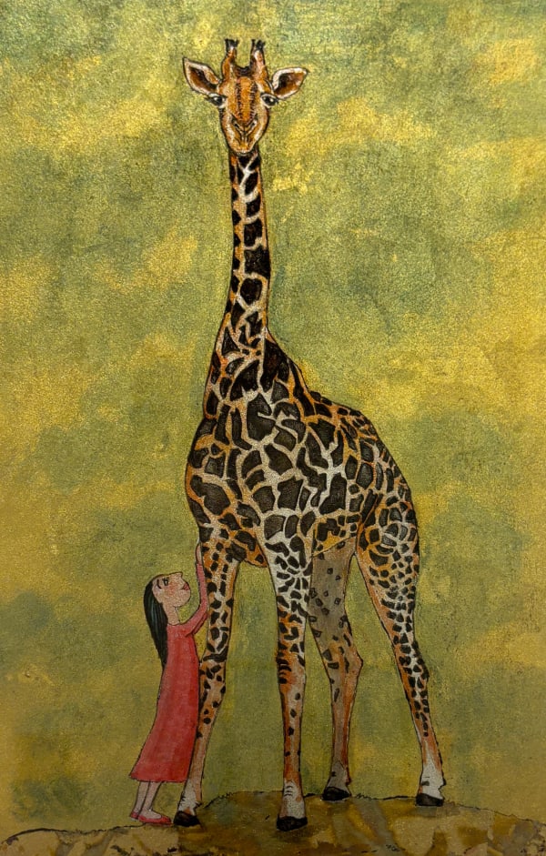 Cora Brittan, Hugging a Giraffe