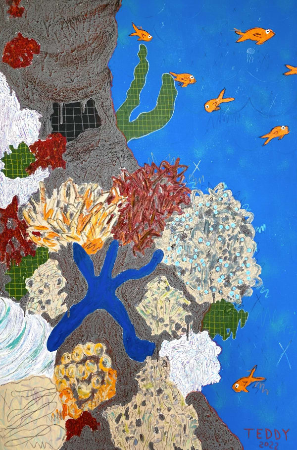Teddy Benfield, Untitled (Blue Starfish/ Coral Reef), 2022