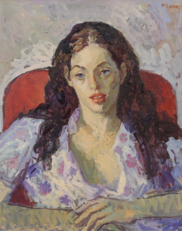 Moses Soyer - Cynthia in a Floral Blouse, ca. 1960